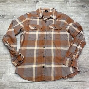 Patagonia Shirt Mens Medium Brown Plaid Flannel Long Sleeve Button Fjord Casual
